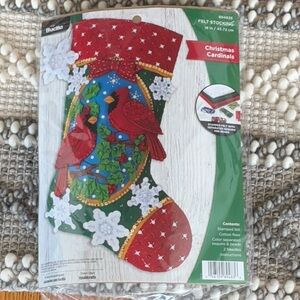 Bucilla Christmas Cardinals Felt Stocking Kit NEW